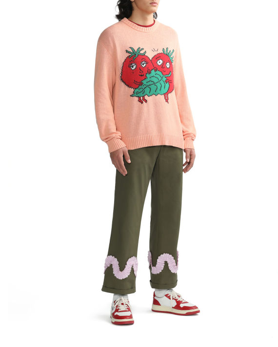Happy Tomatoes intarsia knit sweater image number 1