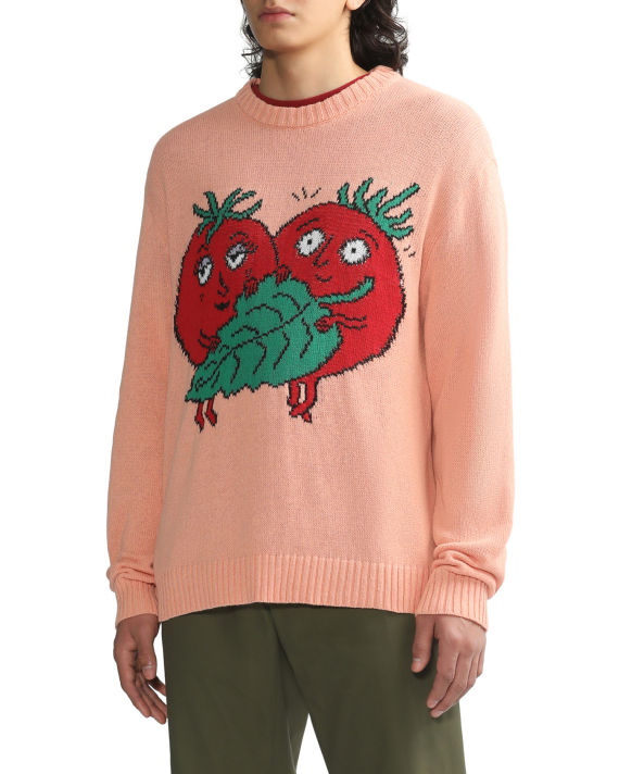 Happy Tomatoes intarsia knit sweater image number 2
