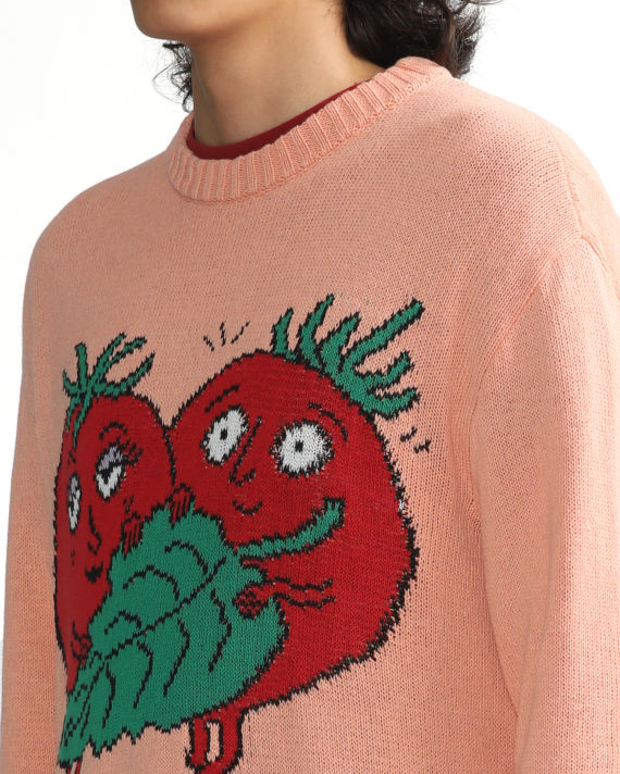 Happy Tomatoes intarsia knit sweater image number 4