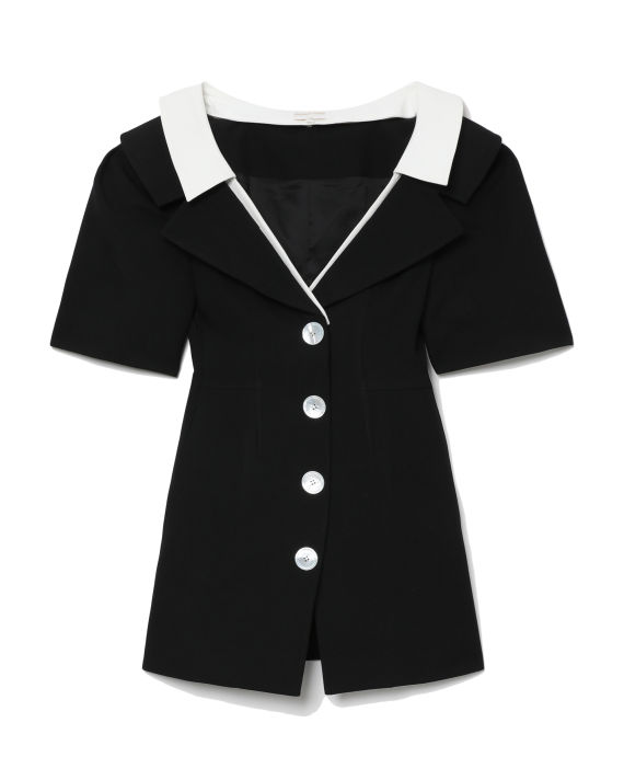 Double-collar fitted waist mini dress image number 0