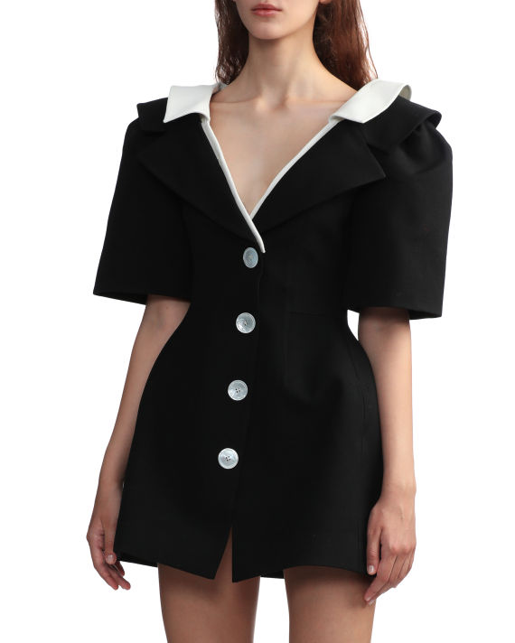 Double-collar fitted waist mini dress image number 2