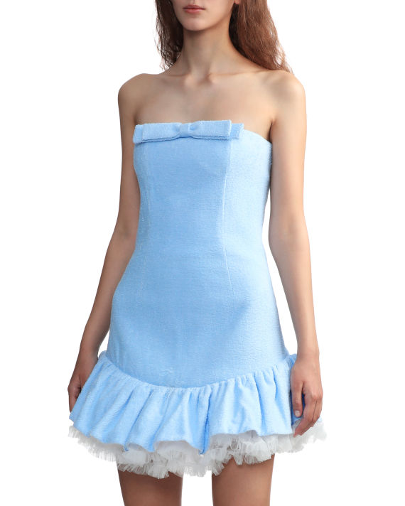 Tulle patchwork terry bustier dress image number 2