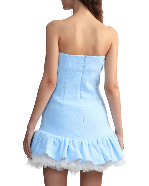 Tulle patchwork terry bustier dress image number 3