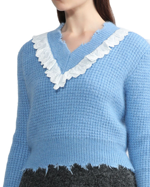 Lace trim sweater image number 4