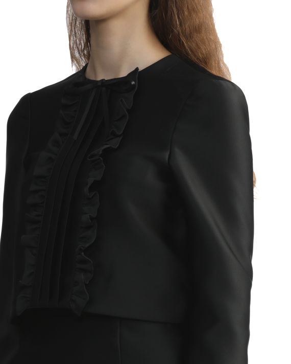 Cropped ruffled pintuck blouson image number 4