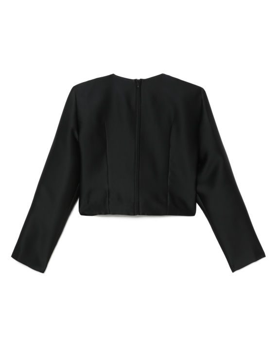 Cropped ruffled pintuck blouson image number 5