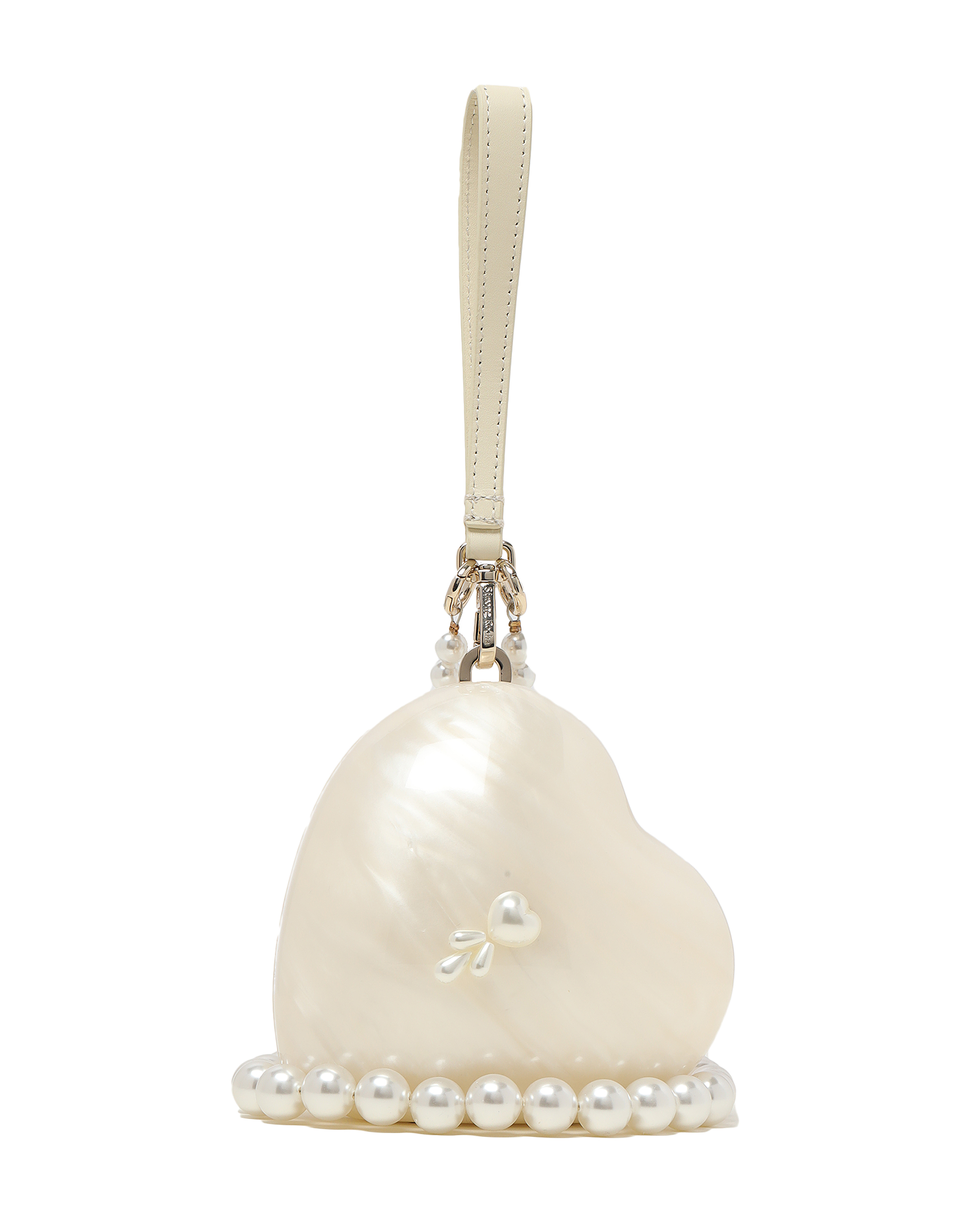 SIMONE ROCHA ハート フェイクパール クラッチ Heart faux pearl-embellished clutch in white - Simone Rocha