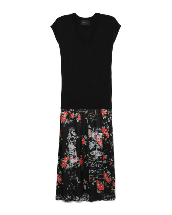 Pleated floral panel dress image number 0