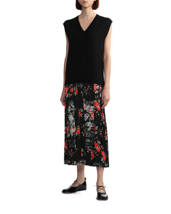 Pleated floral panel dress image number 2