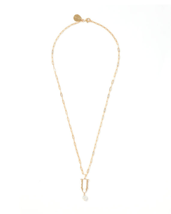 U Letter pearl-embellished necklace image number 0