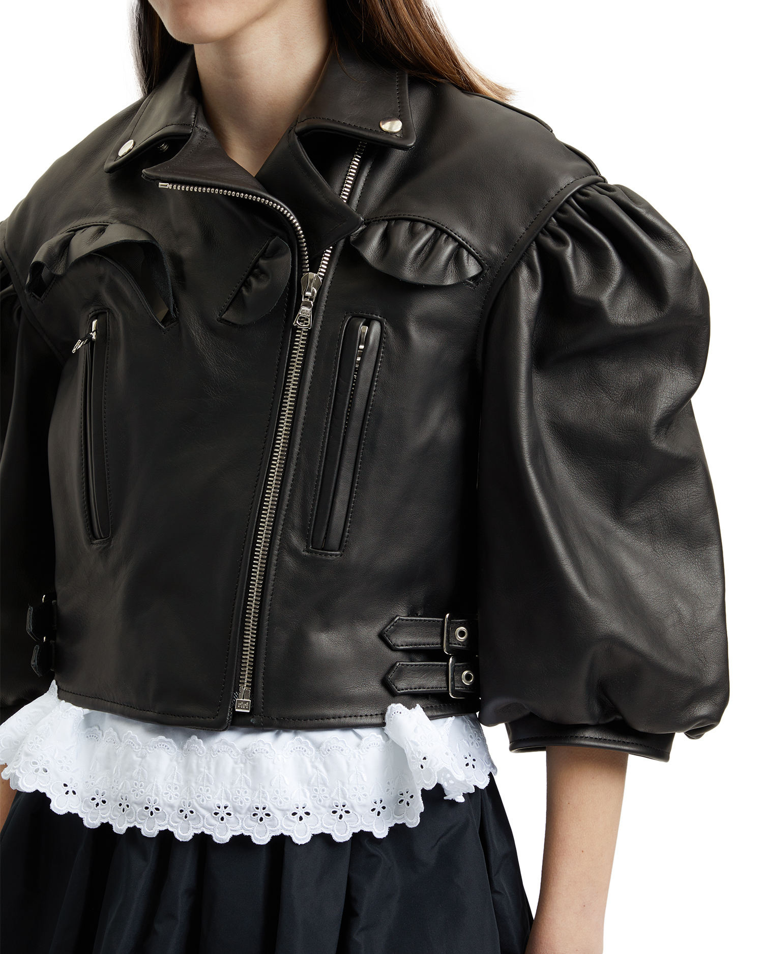 Simone Rocha Puff sleeve leather jacket 