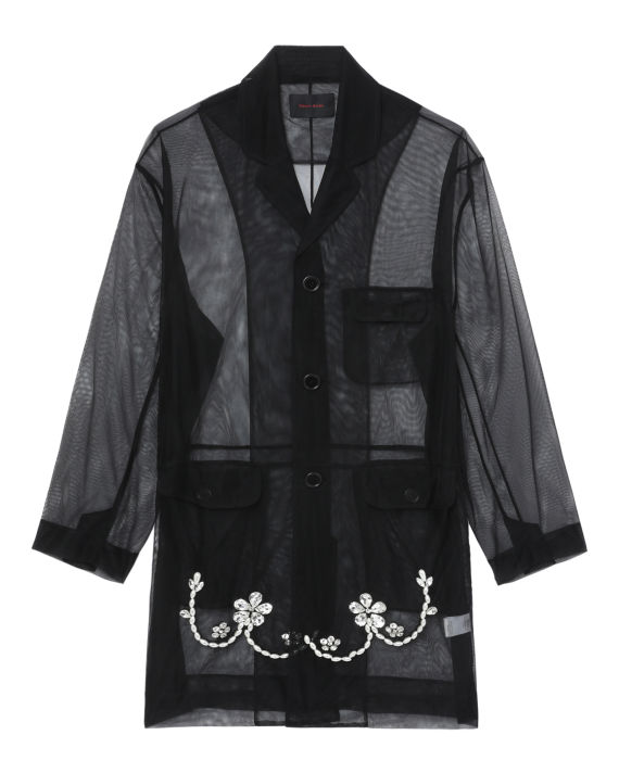 Sheer overcoat with embellishment image number 0