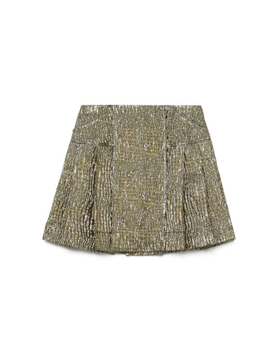 Pleated textured mini skirt image number 0