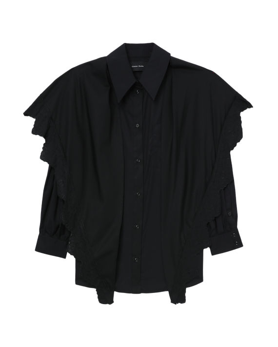 Pointed collar shirt with trim image number 0