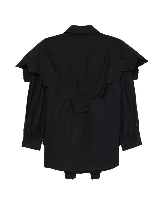 Pointed collar shirt with trim image number 5