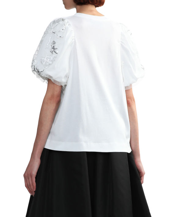 Sequin tulle puff sleeve A-line tee image number 3