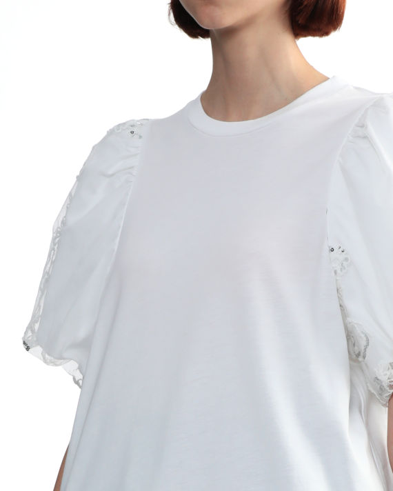 Sequin tulle puff sleeve A-line tee image number 4