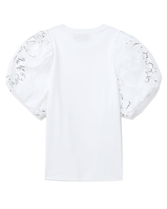 Sequin tulle puff sleeve A-line tee image number 5