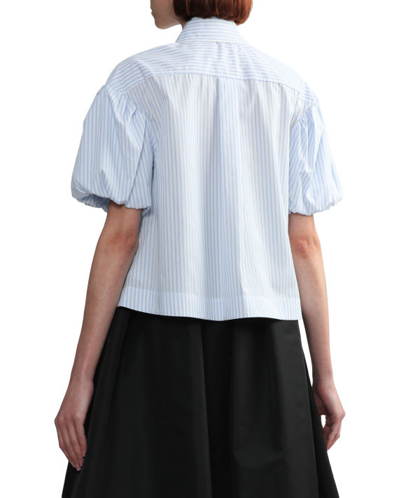 Cropped striped puff sleeve shirt with graphic project print image number 3