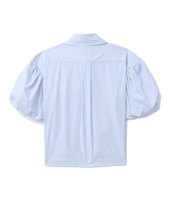 Cropped striped puff sleeve shirt with graphic project print image number 5