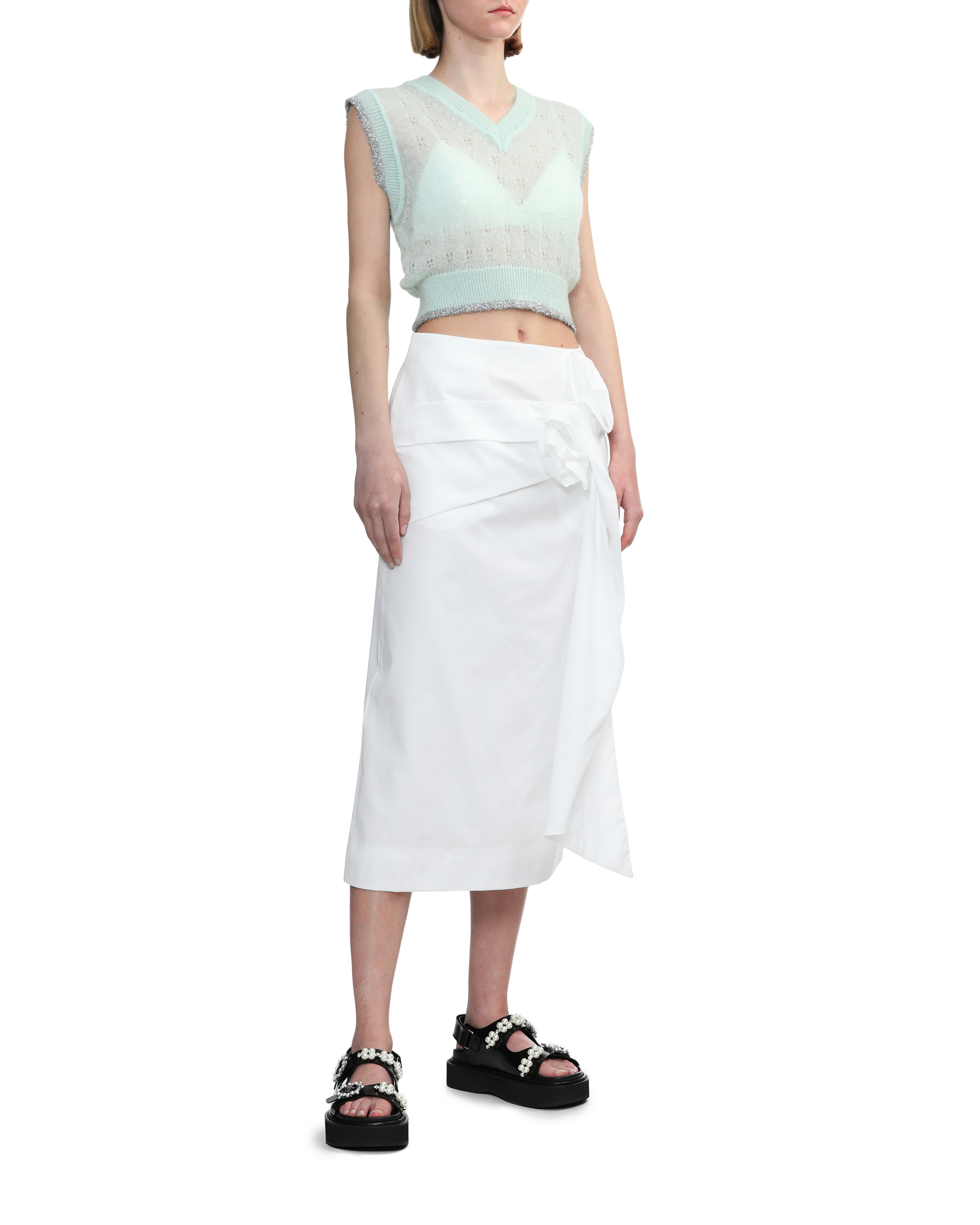 Simone Rocha(シモーネロシャ) Tinsel knit vest Tinsel Trim Knit Vest (AMK16T-0643-BLACK)