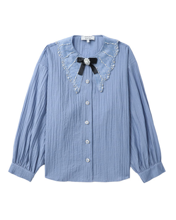 Aqua embellished blouse image number 0