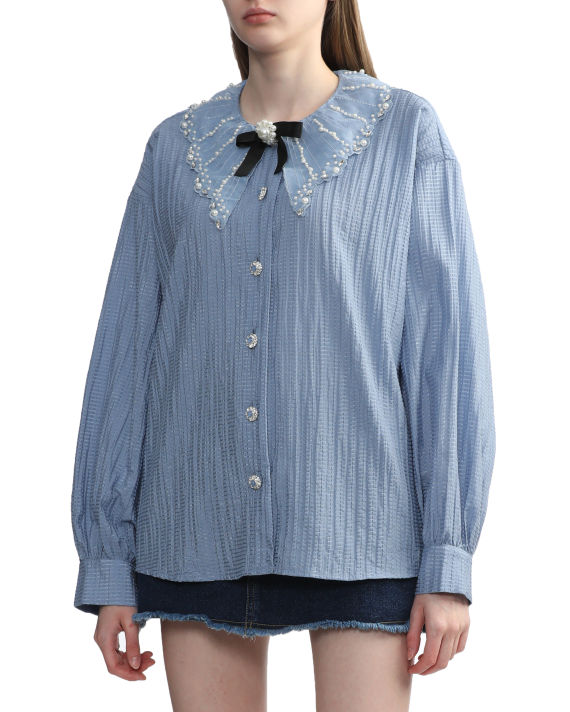 Aqua embellished blouse image number 2