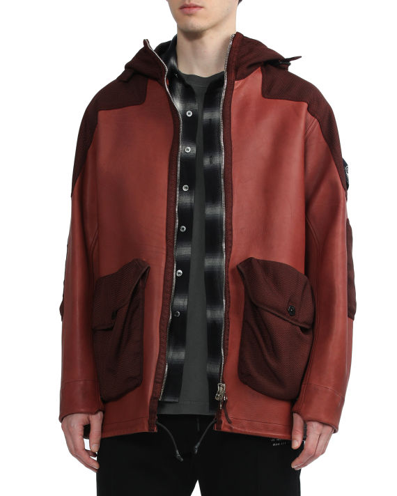 Hooded leather jacket image number 2