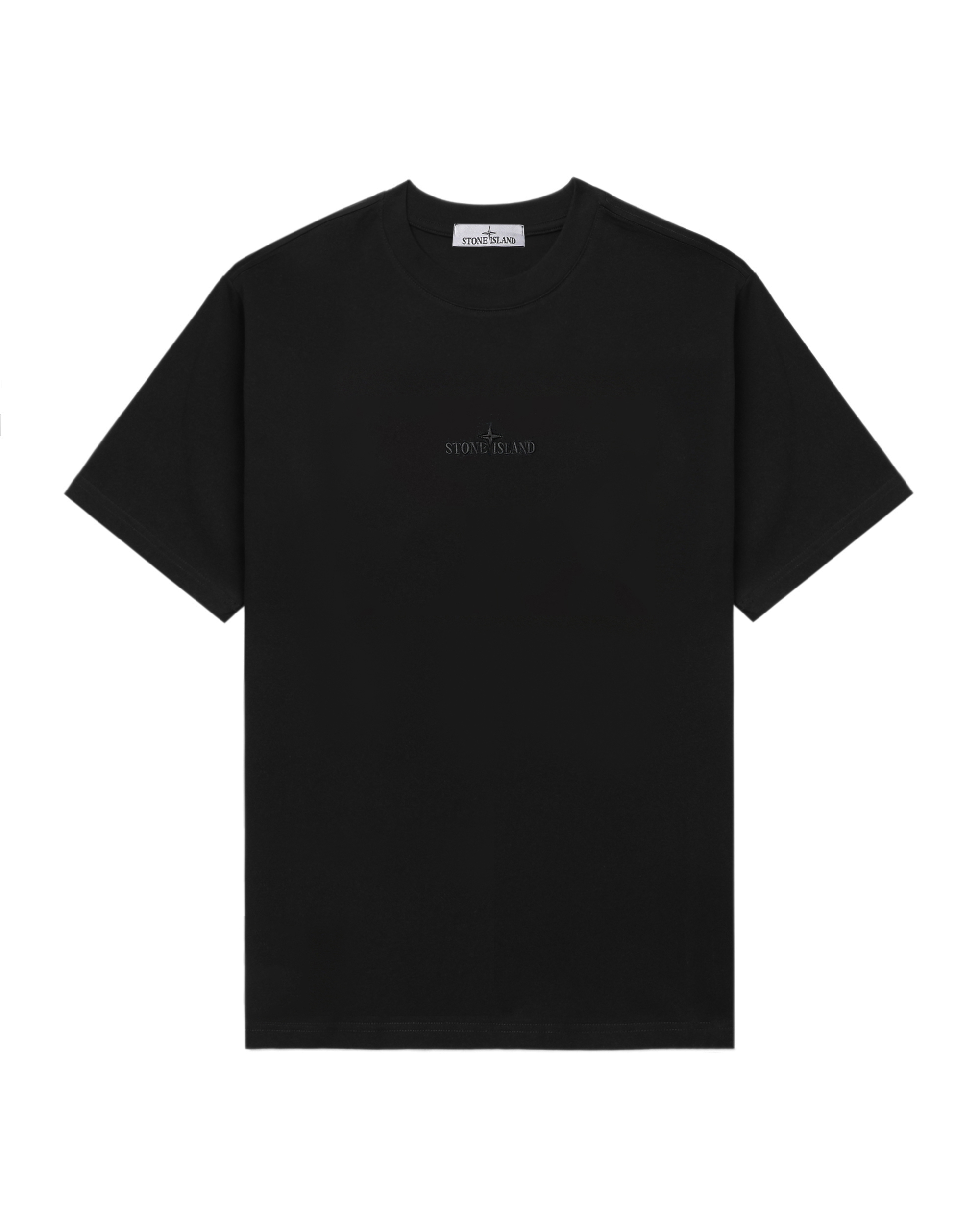 Front of plain black t-shirt.