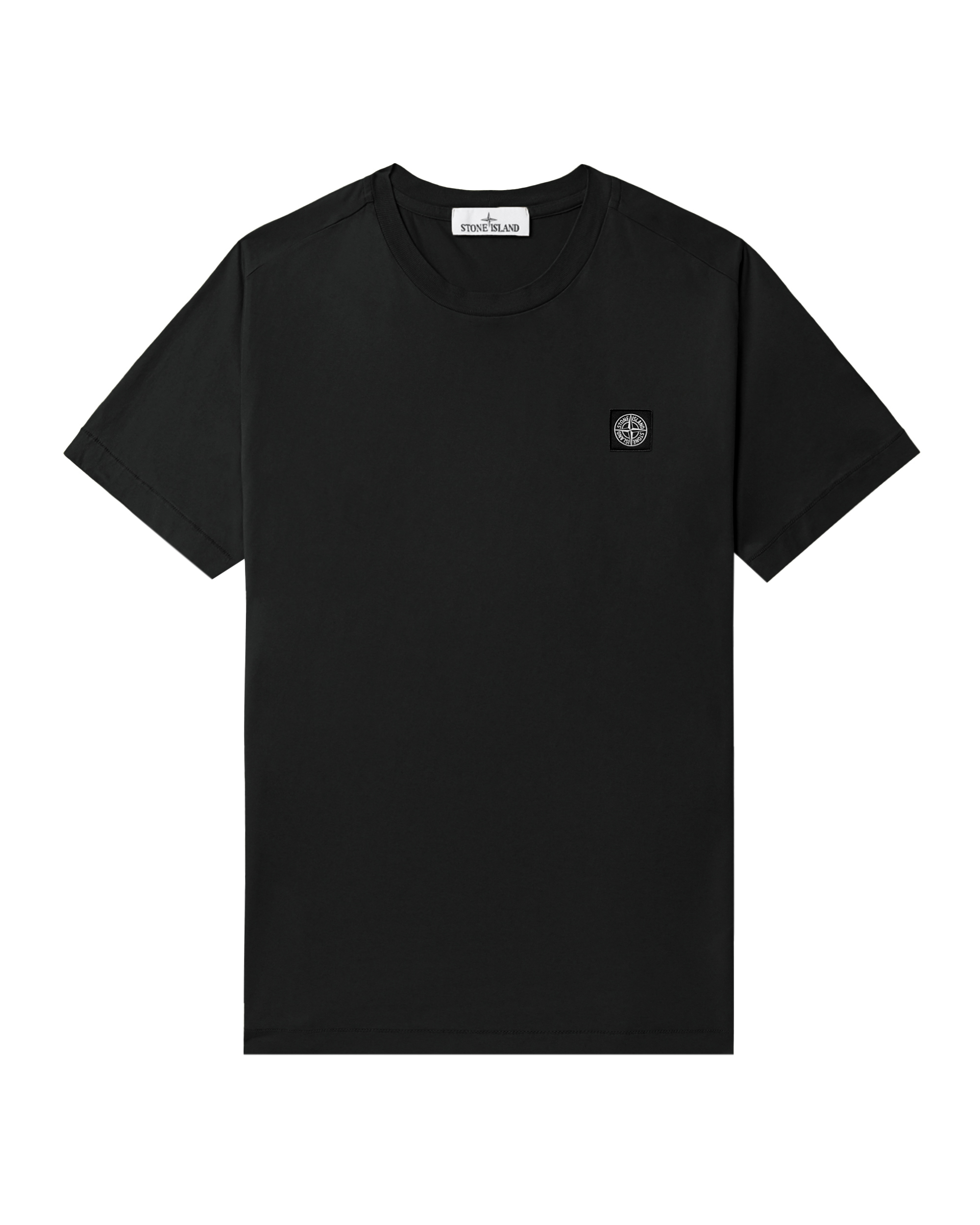 Front of plain black t-shirt.