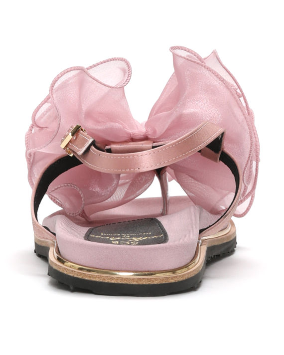 Ruffle tulle embellished thong sandals image number 2