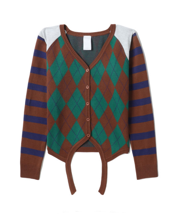 Pattern panelled button-up cardigan image number 0