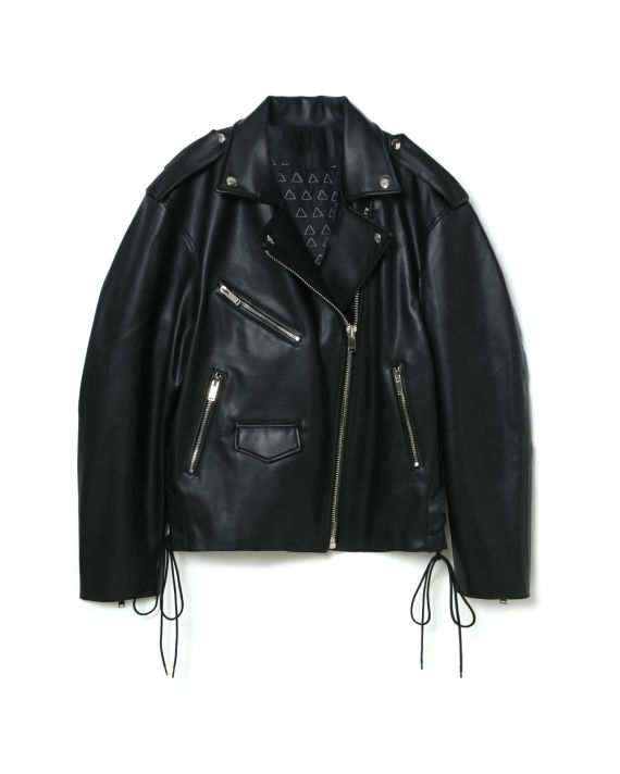 Lace-up faux leather biker jacket image number 0