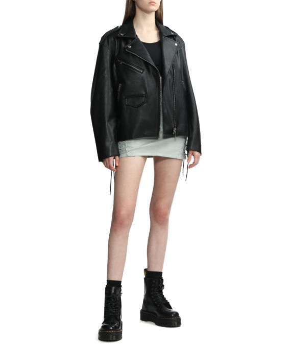 Lace-up faux leather biker jacket image number 2