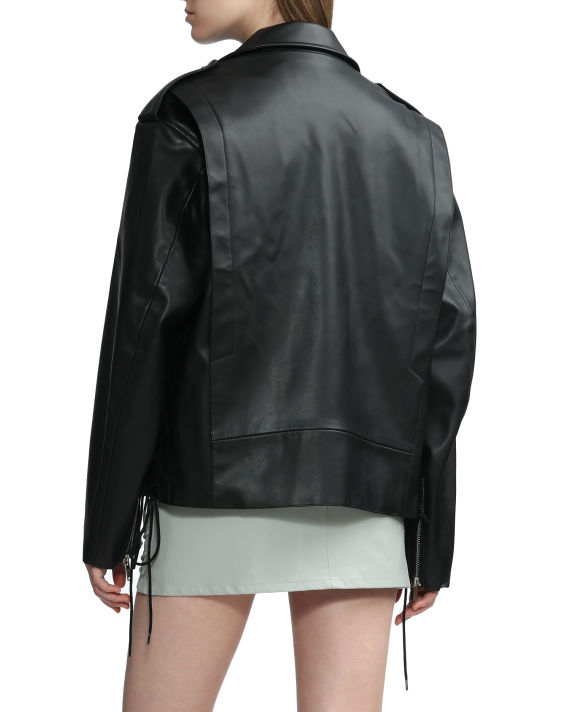 Lace-up faux leather biker jacket image number 4