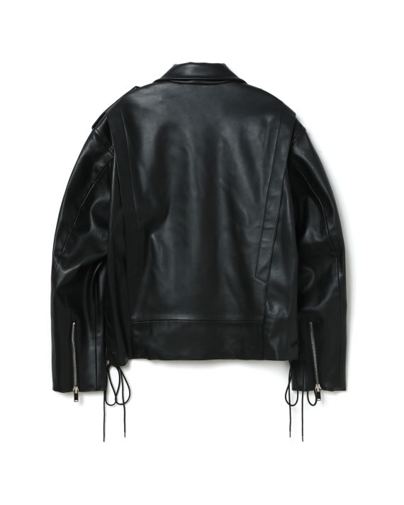 Lace-up faux leather biker jacket image number 6