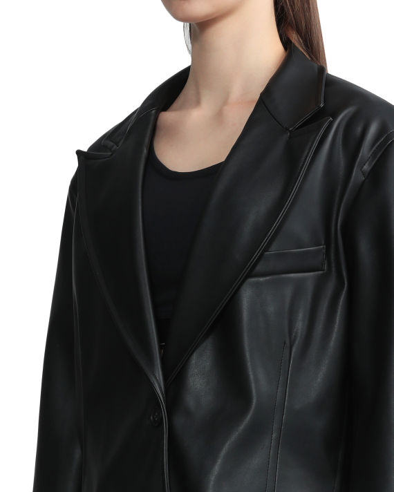 Relaxed faux leather blazer image number 5