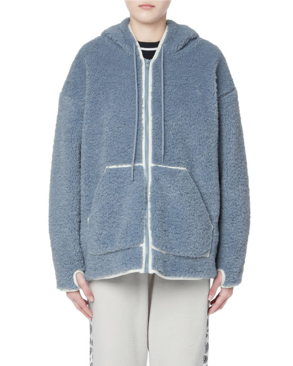 Faux shearling hooded zip jacket image number 3