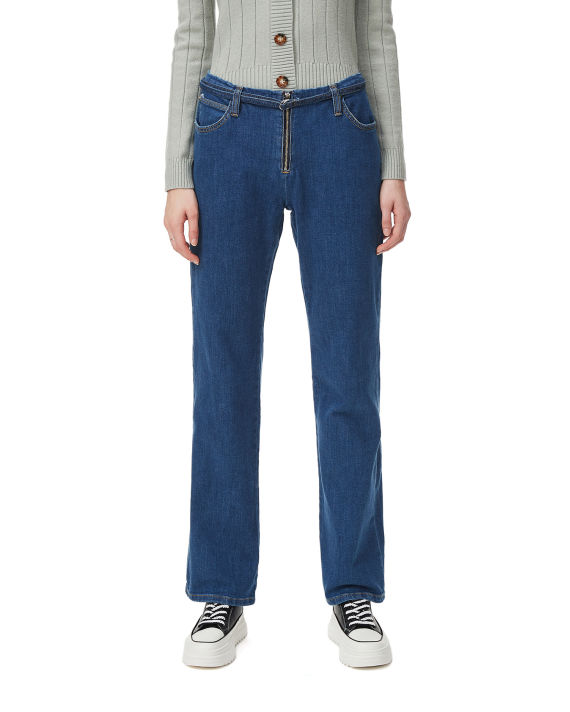 Zip-front belted jeans image number 1