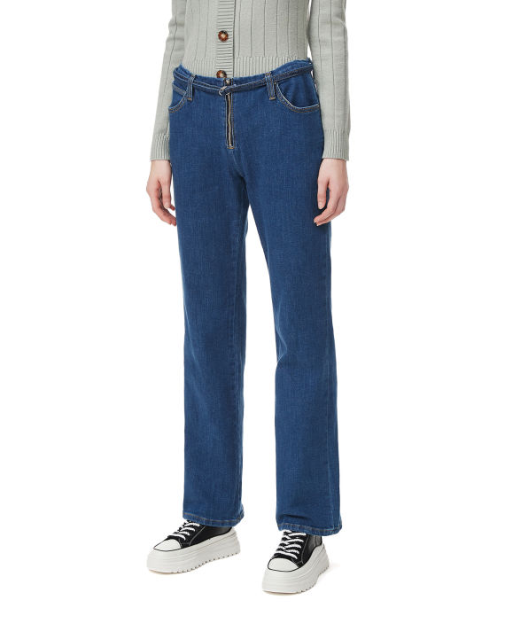 Zip-front belted jeans image number 2