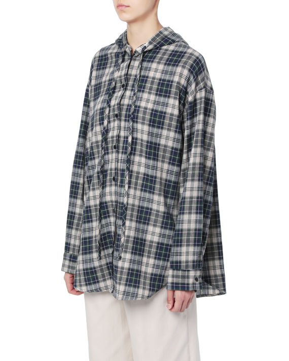 Plaid hooded shirt dress image number 2