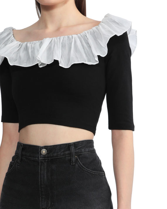 Ruffled neck top image number 4