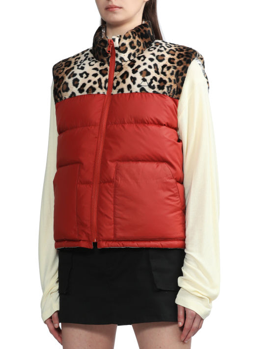 Leopard panelled down vest image number 4