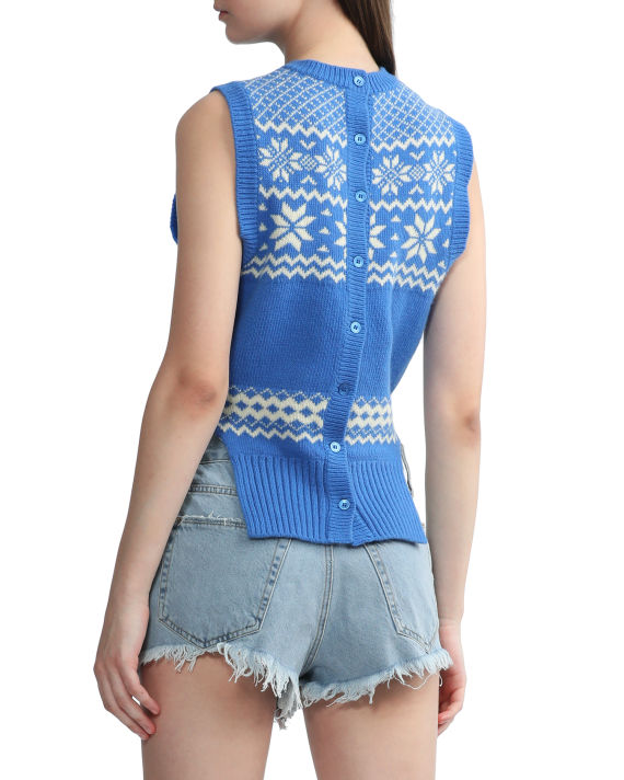 Intarsia knit vest image number 3