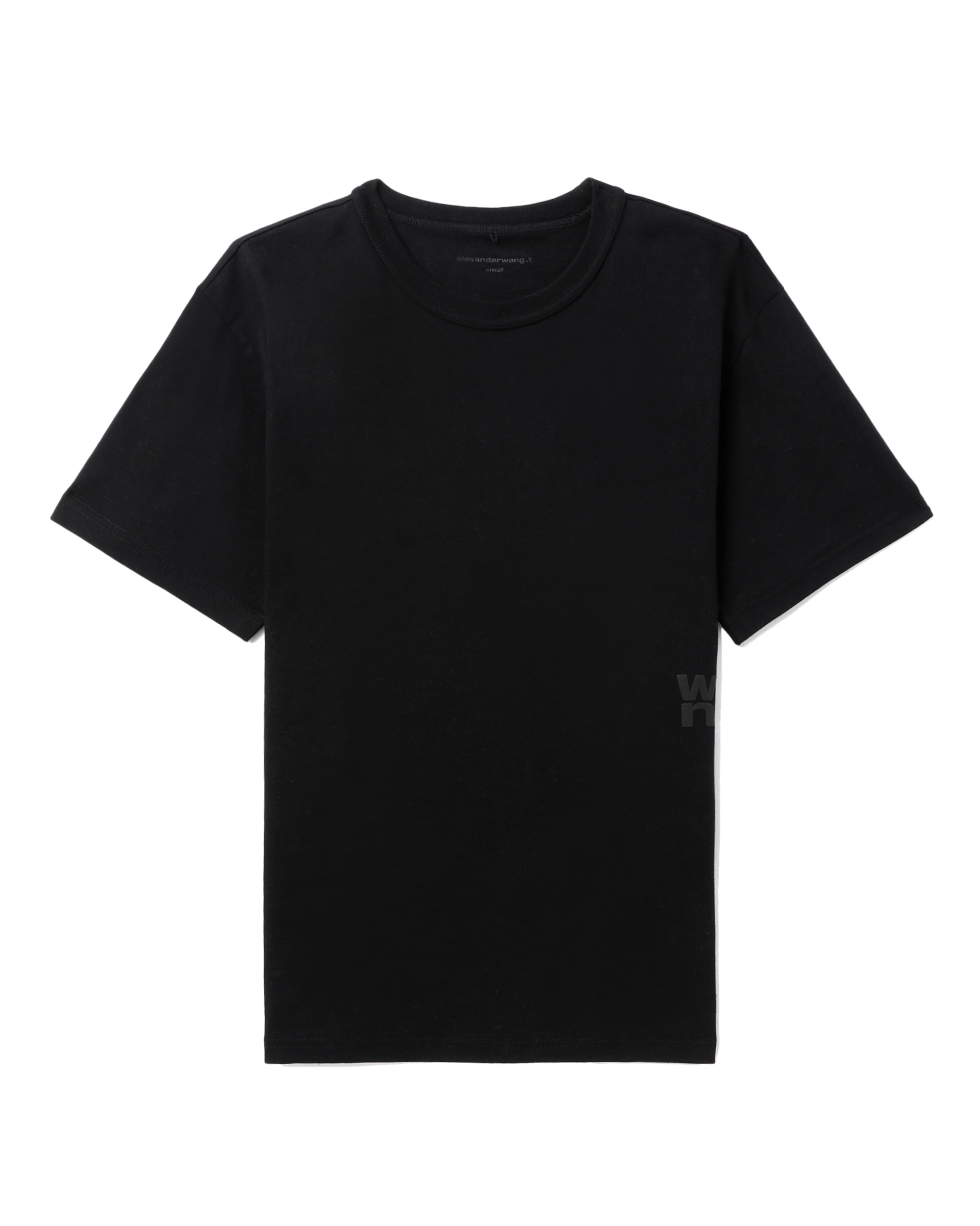 Front of plain black t-shirt.