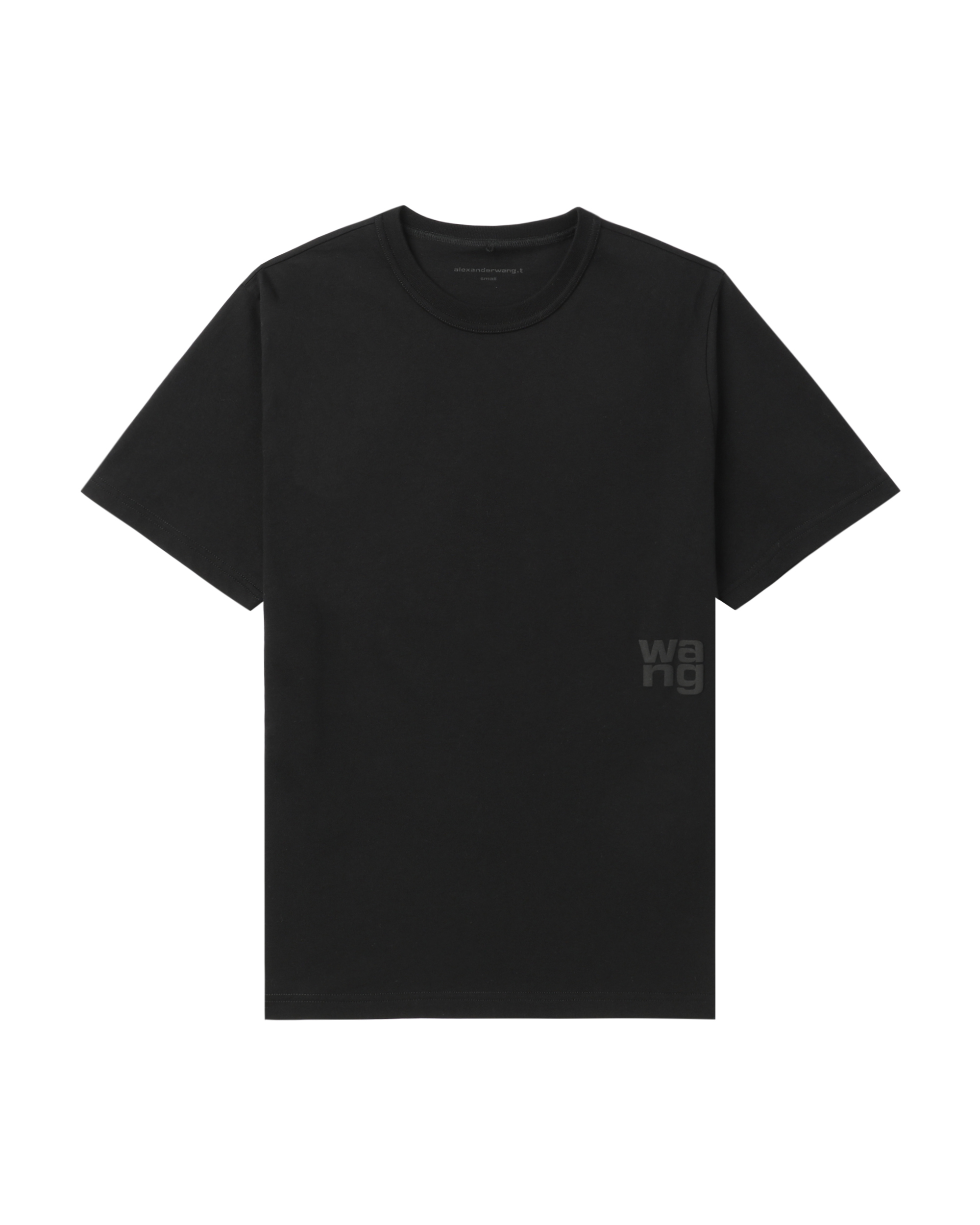 Front of plain black t-shirt.