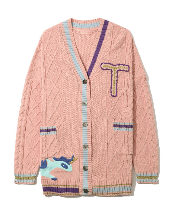 Embroidered cable-knit cardigan image number 0