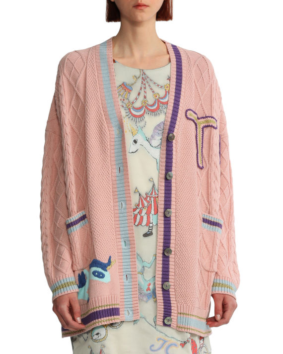 Embroidered cable-knit cardigan image number 2