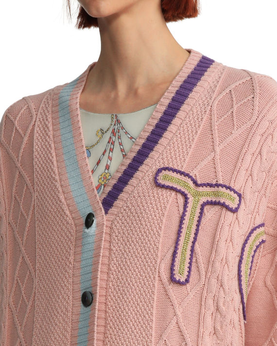 Embroidered cable-knit cardigan image number 4
