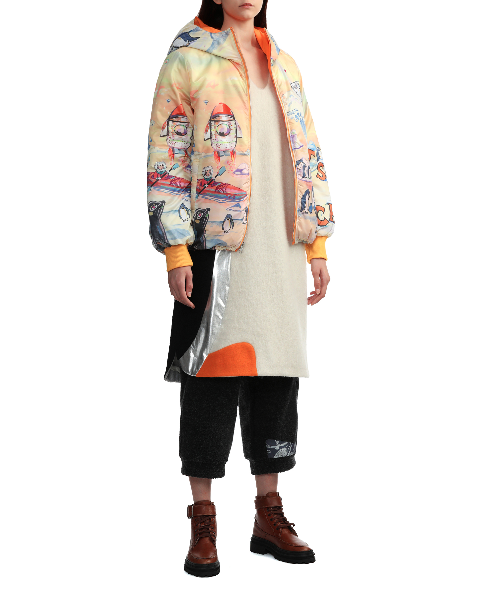 Tsumori Chisato Reversible hooded printed down jacket | ITeSHOP